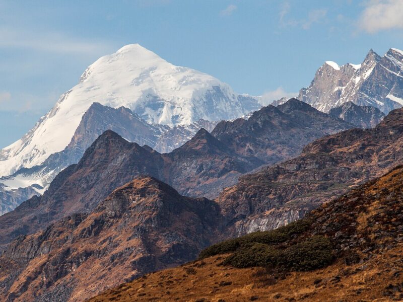 Mount Jomolhari above the high meadows of the Jomolhari trek